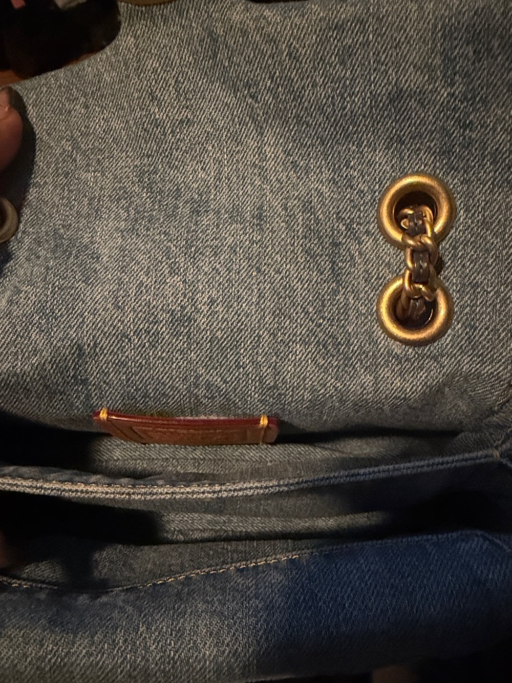 Coach Quilted Denim Crossbody Bag in Blue with Chain Strap - Picture 4 of 5